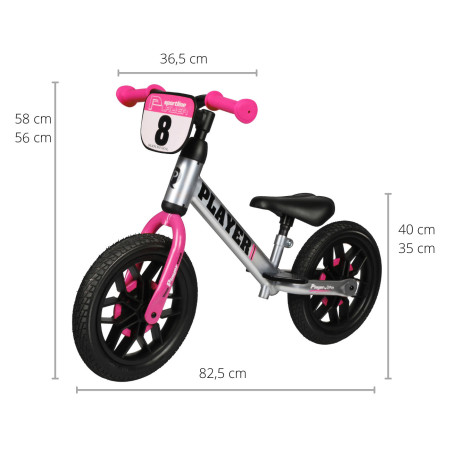 MILLY MALLY 4100 Qplay Rowerek biegowy Player pink