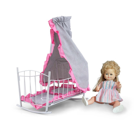 MILLY MALLY 6138 Łóżeczko-Kołyska dla lalek Lily z baldachimem Prestige Pink