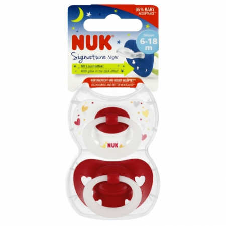 NUK 176276 Smoczek uspokajający 2 el. 6-18m SIGNATURE czerwono/biały