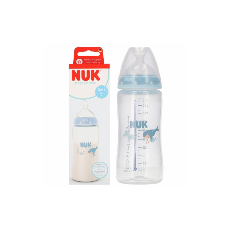 NUK 216342 Butelka 300ml +3m FC WIELORYB