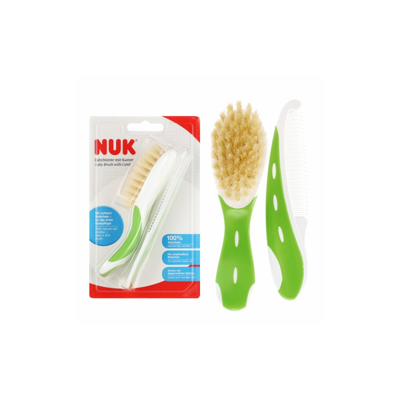 NUK 256236 Szczotka + grzebyk dla niemowląt zielony 528786