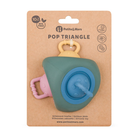 PETITE&MARS 584817 Silikonowa zabawka sensoryczna Pop Triangle Misty Green 6 m+
