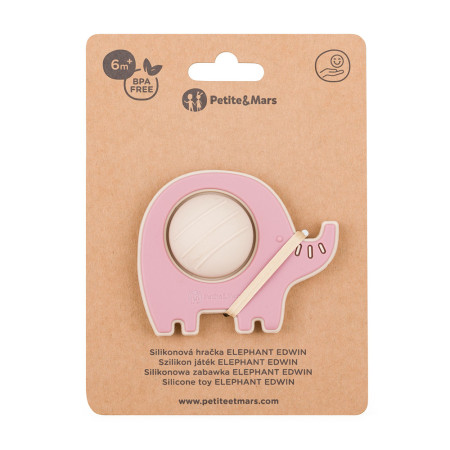 PETITE&MARS 608820 Silikonowa zabawka pop-up Elephant Edwin Dusty Rose 6 m+