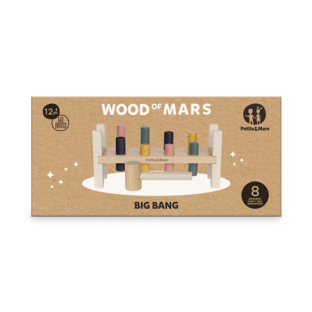 PETITE&MARS 610729 Drewniana zabawka do przebijania Big Bang Aurora Pink 12 m+