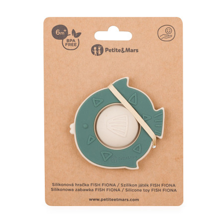 PETITE&MARS 612817 Silikonowa zabawka pop-up Fish Fiona Misty Green 6 m+