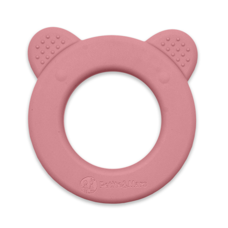 PETITE&MARS 713820 Silikonowy gryzak z grzechotką Bear Dusty Rose 0+