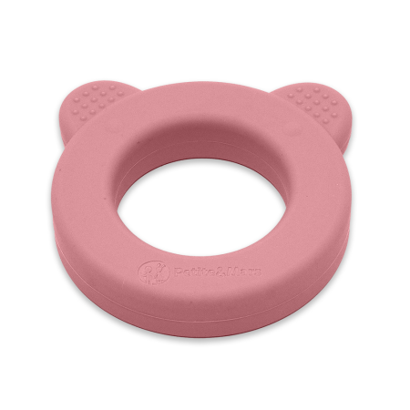 PETITE&MARS 713820 Silikonowy gryzak z grzechotką Bear Dusty Rose 0+