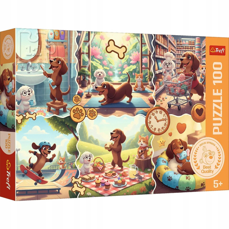 TREFL 16567 Puzzle 100 Długi dzień jamnika