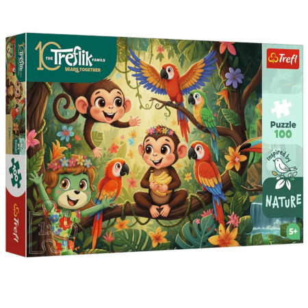 TREFL 16570 Puzzle 100 Małpki i przyjaciele / Rodzina Treflików