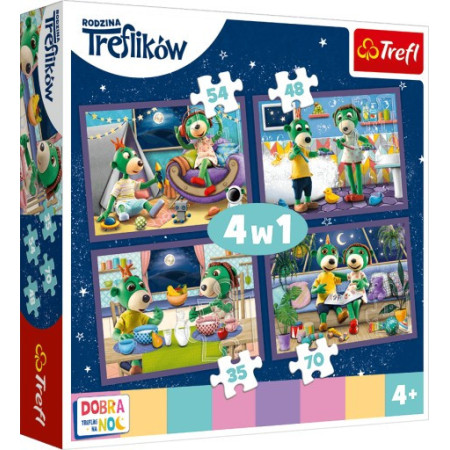 TREFL 34370 Puzzle 4w1 Wieczorne rytuały Treflików