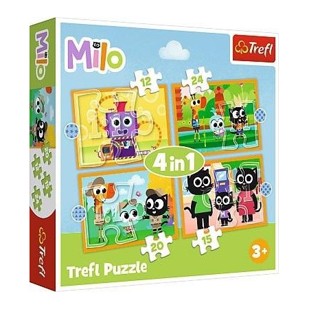 TREFL 34654 Puzzle 4w1 Poznaj Milo i jego przyjaciół