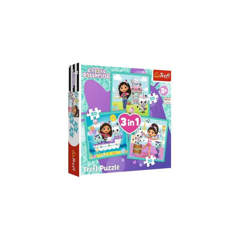 TREFL 34871 Puzzle 3w1 Aktywności Gabby