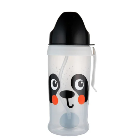 CANPOL 56/510 Bidon niekapek z rurką i odważnikiem BabiesBoo panda white